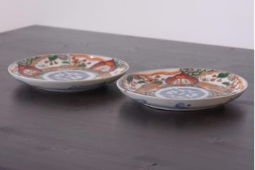 アンティーク雑貨　明治期　色絵　伊万里　6寸5分皿2枚セット(和食器)(R-036521)