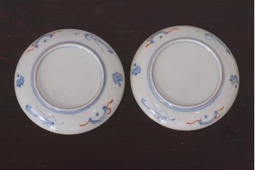 アンティーク雑貨　明治期　色絵　伊万里　6寸5分皿2枚セット(和食器)(R-036521)