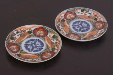 アンティーク雑貨　明治期　色絵　伊万里　6寸5分皿2枚セット(和食器)(R-036522)