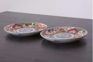 アンティーク雑貨　明治期　色絵　伊万里　6寸5分皿2枚セット(和食器)(R-036522)