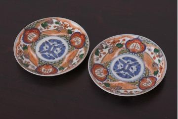 アンティーク雑貨　明治期　色絵　伊万里　6寸5分皿2枚セット(和食器)(R-036522)