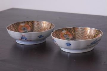 アンティーク雑貨　明治期　伊万里　色絵　なます皿2枚セット(和食器)(R-036523)