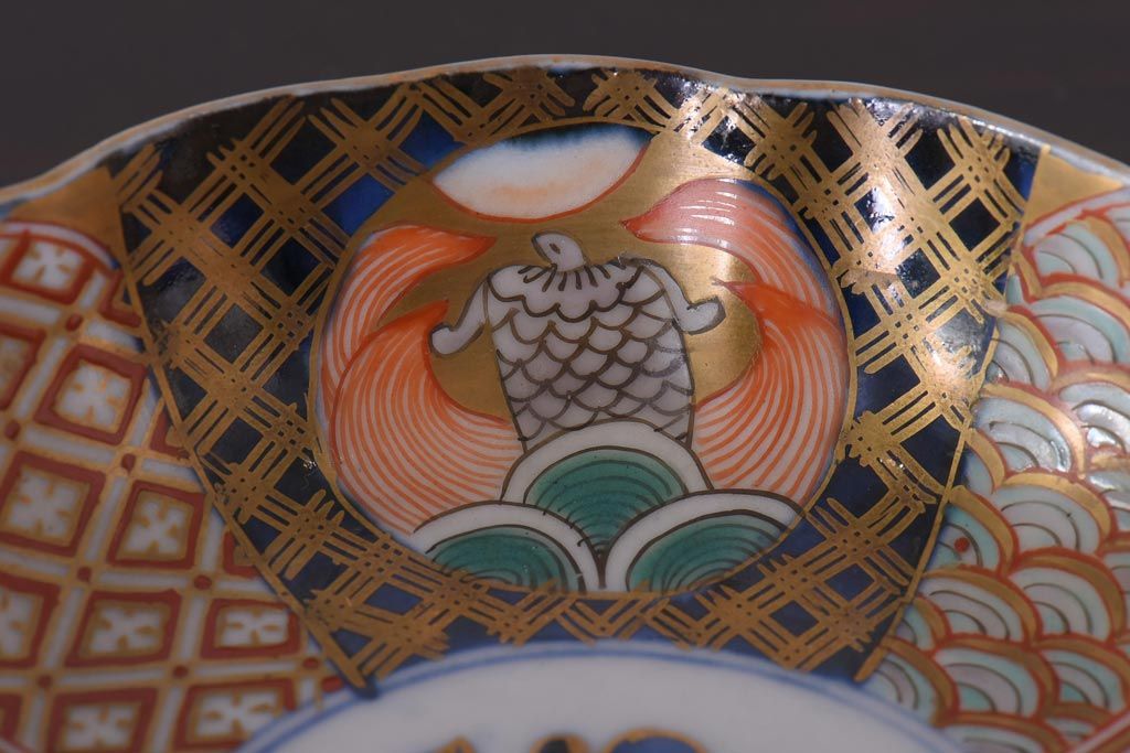 アンティーク雑貨　明治期　伊万里　色絵　なます皿2枚セット(和食器)(R-036523)