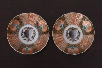 アンティーク雑貨　明治期　伊万里　色絵　なます皿2枚セット(和食器)(R-036524)