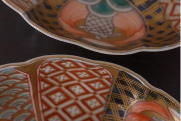 アンティーク雑貨　明治期　伊万里　色絵　なます皿2枚セット(和食器)(R-036524)