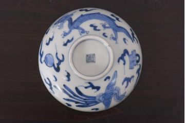 アンティーク雑貨　江戸期　伊万里　鳳凰　蓋付き茶碗2客セット(和食器)(R-036529)