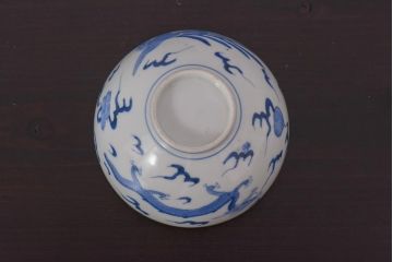 アンティーク雑貨　江戸期　伊万里　鳳凰　蓋付き茶碗3客セット(和食器)(R-036530)