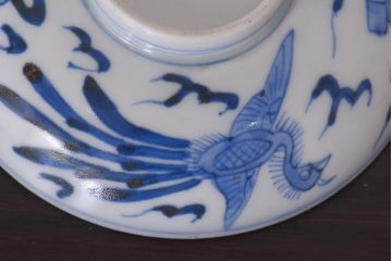 アンティーク雑貨　江戸期　伊万里　鳳凰　蓋付き茶碗3客セット(和食器)(R-036530)
