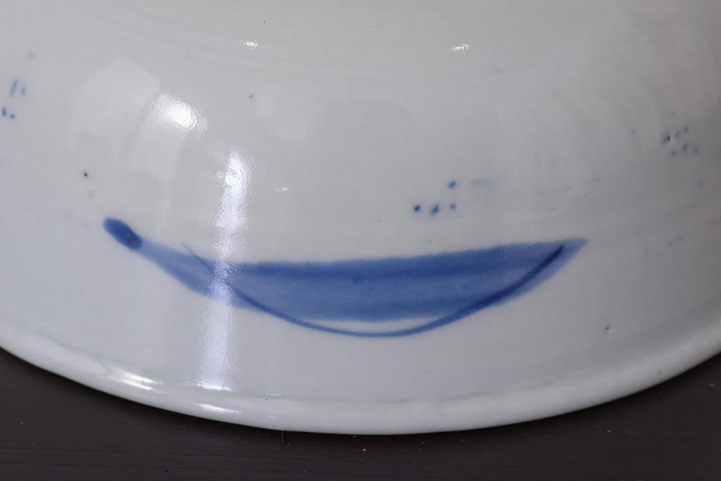 アンティーク雑貨　江戸期　伊万里　コウモリ図柄　深鉢　皿(和食器)(R-036531)