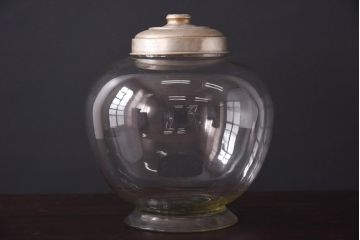 レトロ雑貨　昭和レトロ　丸いフォルムが可愛らしい地球瓶(ガラス瓶、ガラスビン)(R-036533)