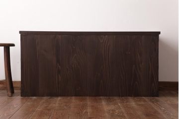 アンティーク家具　引き出し2段　前面ケヤキ材　天板リメイク　丸金具の意匠が上品な二本松箪笥(ローボード、アンティークチェスト、テレビ台)