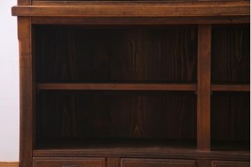 アンティーク家具　大正昭和初期　栓材　大正ロマン薫るノスタルジックな重ねキャビネット(収納棚、戸棚、食器棚、ショーケース)