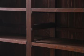 アンティーク家具　大正昭和初期　栓材　大正ロマン薫るノスタルジックな重ねキャビネット(収納棚、戸棚、食器棚、ショーケース)