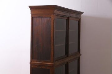 アンティーク家具　大正昭和初期　栓材　大正ロマン薫るノスタルジックな重ねキャビネット(収納棚、戸棚、食器棚、ショーケース)