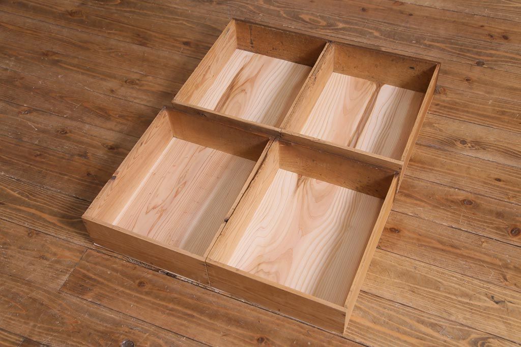 アンティーク家具　大正昭和初期　栓材　大正ロマン薫るノスタルジックな重ねキャビネット(収納棚、戸棚、食器棚、ショーケース)