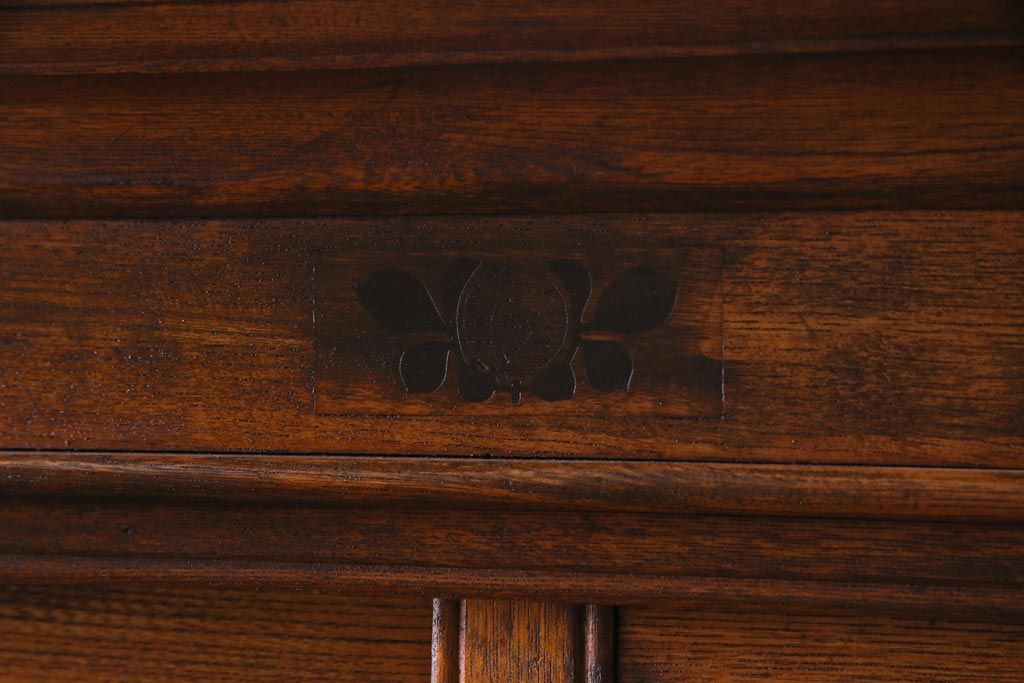 アンティーク家具　大正昭和初期　栓材　大正ロマン薫るノスタルジックな重ねキャビネット(収納棚、戸棚、食器棚、ショーケース)