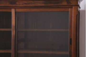 アンティーク家具　大正昭和初期　栓材　大正ロマン薫るノスタルジックな重ねキャビネット(収納棚、戸棚、食器棚、ショーケース)