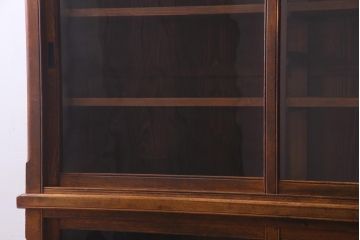 アンティーク家具　大正昭和初期　栓材　大正ロマン薫るノスタルジックな重ねキャビネット(収納棚、戸棚、食器棚、ショーケース)