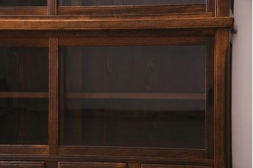 アンティーク家具　大正昭和初期　栓材　大正ロマン薫るノスタルジックな重ねキャビネット(収納棚、戸棚、食器棚、ショーケース)