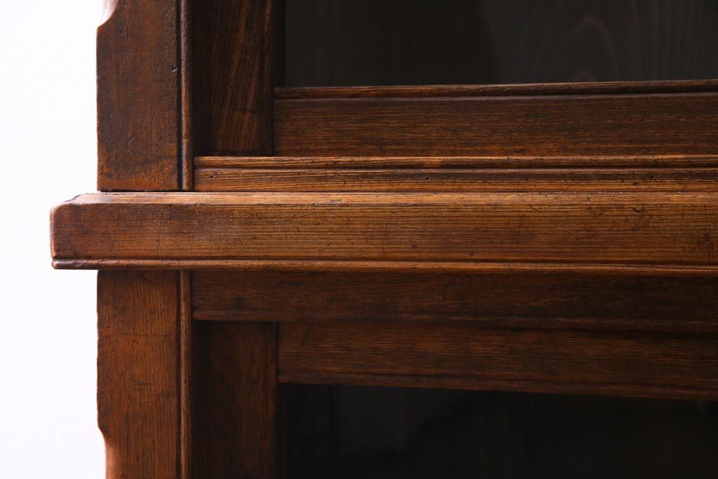 アンティーク家具　大正昭和初期　栓材　大正ロマン薫るノスタルジックな重ねキャビネット(収納棚、戸棚、食器棚、ショーケース)