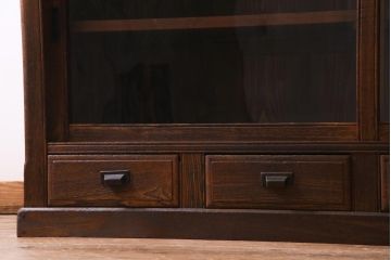 アンティーク家具　大正昭和初期　栓材　大正ロマン薫るノスタルジックな重ねキャビネット(収納棚、戸棚、食器棚、ショーケース)