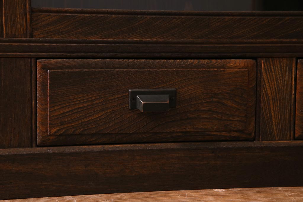 アンティーク家具　大正昭和初期　栓材　大正ロマン薫るノスタルジックな重ねキャビネット(収納棚、戸棚、食器棚、ショーケース)