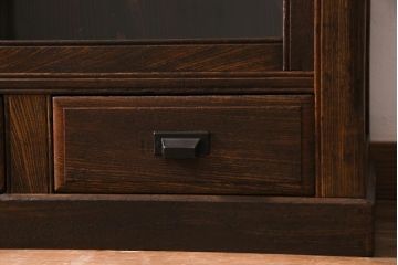 アンティーク家具　大正昭和初期　栓材　大正ロマン薫るノスタルジックな重ねキャビネット(収納棚、戸棚、食器棚、ショーケース)