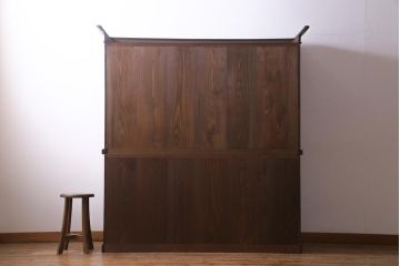 アンティーク家具　大正昭和初期　栓材　大正ロマン薫るノスタルジックな重ねキャビネット(収納棚、戸棚、食器棚、ショーケース)