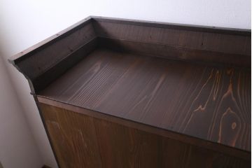 アンティーク家具　大正昭和初期　栓材　大正ロマン薫るノスタルジックな重ねキャビネット(収納棚、戸棚、食器棚、ショーケース)