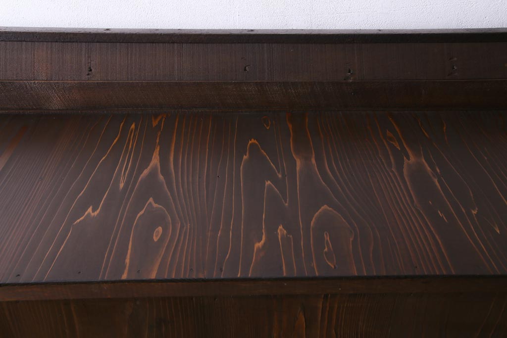 アンティーク家具　大正昭和初期　栓材　大正ロマン薫るノスタルジックな重ねキャビネット(収納棚、戸棚、食器棚、ショーケース)