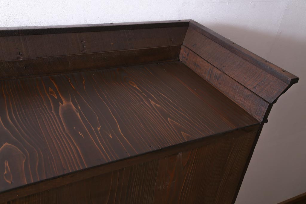 アンティーク家具　大正昭和初期　栓材　大正ロマン薫るノスタルジックな重ねキャビネット(収納棚、戸棚、食器棚、ショーケース)