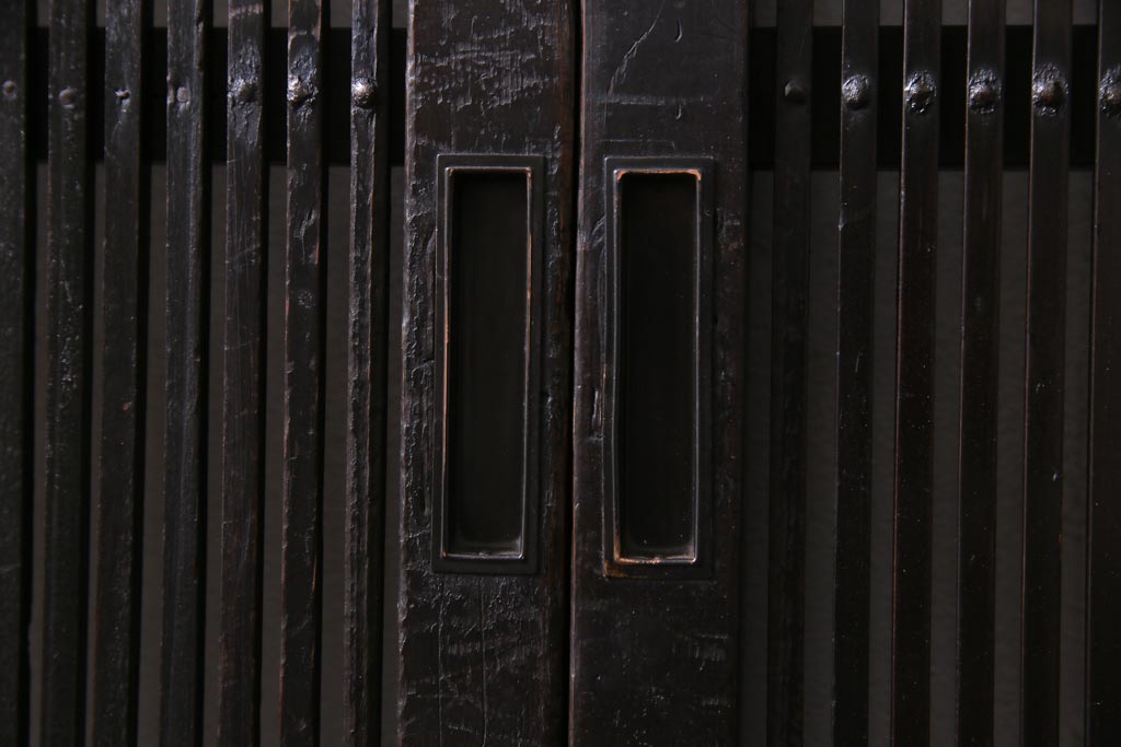 アンティーク建具　和製アンティーク　ワンランク上の和の空間を演出する万本格子戸3枚セット(引き戸、建具)(R-036544)