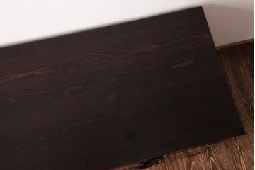 アンティーク家具　引き出し3段　前面ケヤキ材　天板リメイク　丸金具の意匠が上品な二本松箪笥(ローボード、アンティークチェスト、テレビ台)