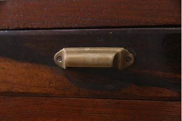 アンティーク家具　前面黒柿・ケヤキ材　モールガラスがレトロなキャビネット(収納棚、戸棚)