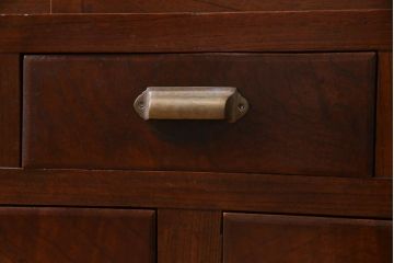 アンティーク家具　前面黒柿・ケヤキ材　モールガラスがレトロなキャビネット(収納棚、戸棚)