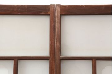 アンティーク建具　シンプルな木製フレームのガラス戸3枚セット(窓、引き戸)(R-036548)