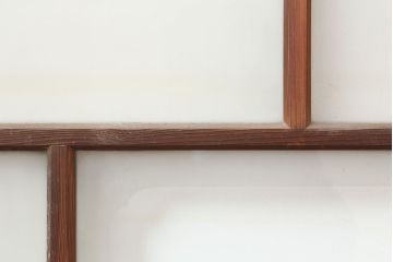 アンティーク建具　シンプルな木製フレームのガラス戸3枚セット(窓、引き戸)(R-036548)