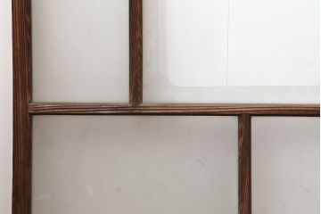 アンティーク建具　シンプルな木製フレームのガラス戸3枚セット(窓、引き戸)(R-036548)