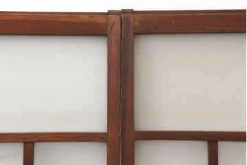 アンティーク建具　シンプルな木製フレームのガラス戸3枚セット(窓、引き戸)(R-036548)