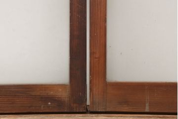 アンティーク建具　シンプルな木製フレームのガラス戸3枚セット(窓、引き戸)(R-036548)