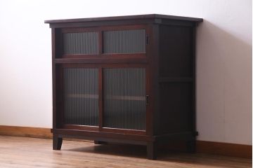 アンティーク家具　天板リメイク　モールガラス入り　店舗什器にもぴったりなカウンター(作業台、戸棚、収納棚)