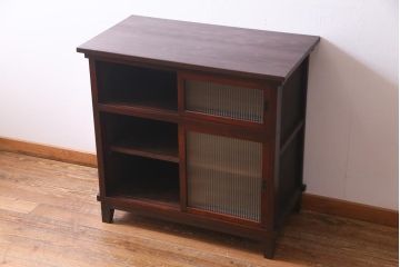 アンティーク家具　天板リメイク　モールガラス入り　店舗什器にもぴったりなカウンター(作業台、戸棚、収納棚)