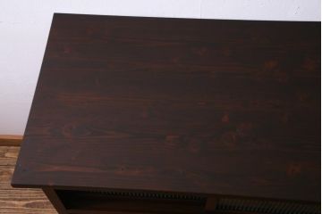 アンティーク家具　天板リメイク　モールガラス入り　店舗什器にもぴったりなカウンター(作業台、戸棚、収納棚)