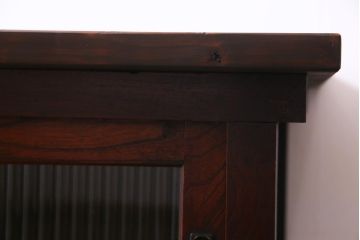 アンティーク家具　天板リメイク　モールガラス入り　店舗什器にもぴったりなカウンター(作業台、戸棚、収納棚)