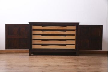 当店リメイク家具　北海道民芸家具　テレビ台　落ち着いた雰囲気が魅力的な2wayリビングボード(衣装箪笥、収納棚)