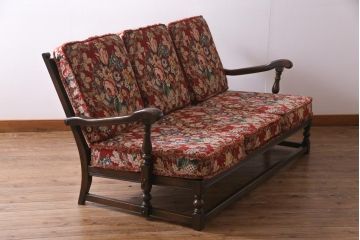 ヴィンテージ家具　イギリスビンテージ　ERCOL(アーコール)　クラシカルな3人掛けソファ(アームソファ)