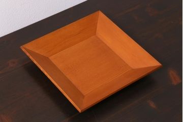 指物師 友斎作　東山大谷古松　四方盆・共箱付き(若狭盆、茶道具)(R-036564)
