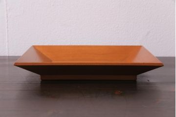 指物師 友斎作　東山大谷古松　四方盆・共箱付き(若狭盆、茶道具)(R-036564)
