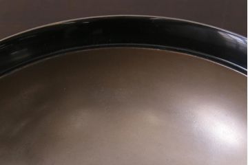 昭和期　輪島塗　涛華堂　八井珠蔵　黒塗銀地秋草描金　蒔絵　木製盛器・箱付き(菓子鉢、漆器)(R-036565)