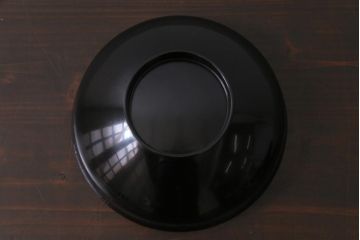 昭和期　輪島塗　涛華堂　八井珠蔵　黒塗銀地秋草描金　蒔絵　木製盛器・箱付き(菓子鉢、漆器)(R-036565)